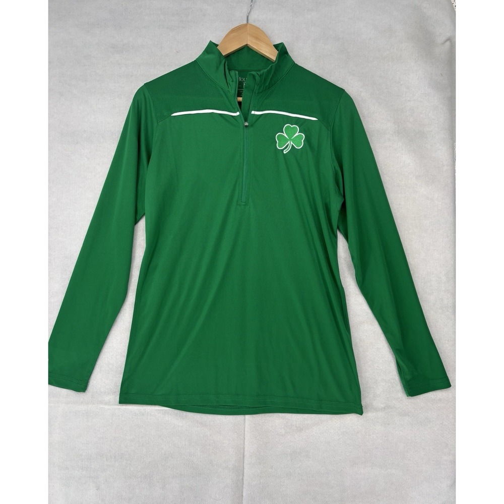 Holloway 1/4 Zip Pullover Womens Med L/SL Running Shamrock Lightweight Green